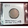 Image 1 : 148. 1897 Liberty Nickel with a flint Indian Arrow Head.
