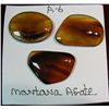 Image 2 : 225. (3) Montana Agate Cabs. 1 oval, & 2 free form.