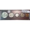 Image 1 : 607. 1964 Five-Piece U.S. Coin Year Set in Snaptight case.