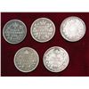 Image 1 : 650. 1901, 05, 07, 09, & 14 Canada Five Cent Silvers.
