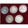 Image 2 : 650. 1901, 05, 07, 09, & 14 Canada Five Cent Silvers.