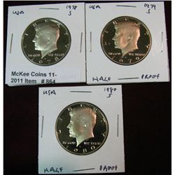 864. 1978S, 79S & 80S Kennedy Half Dollars. Proof.