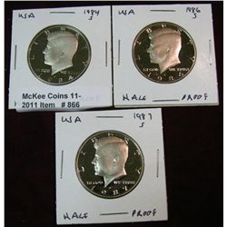 866. 1984S, 86S 7 87S Kennedy Half Dollars. Proof.