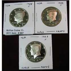 867. 1988S, 89S & 90S Kennedy Half Dollars. Proof.