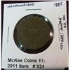 Image 1 : 924. 1885 New Foundland Cent. VF Catalog $200.00