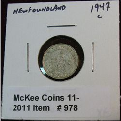 978. 1947c New Foundland 5-Cents EF. Cat. $20.00