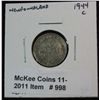 Image 1 : 998. 1944c  New Foundland 10-Cents. EF. Cat. Value $30.00