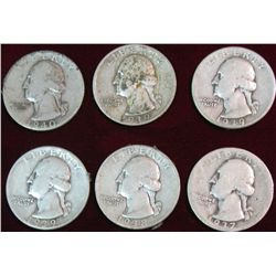 1524, 1937D, 38P, 39P, 39D, 39S, 40P Silver Washington