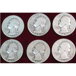 1526. 1942D, 42S, 43P, 43D, 43S, 44P Silver Washington