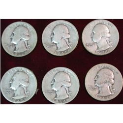 1527. 1944D, 44S, 45P, 45D, 45S, 46P Silver Washington