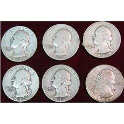 1528. 1946D, 46S, 47P, 47D, 47S, 48P Silver Washington