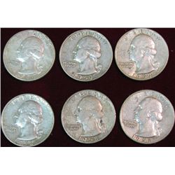 1533. 1957D, 58P, 58D, 59P, 59D, 60P Silver Washington