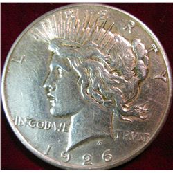 1586. 1926S Peace Dollar. VF Cleaned.