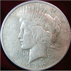 1587. 1922D Peace Dollar. F.