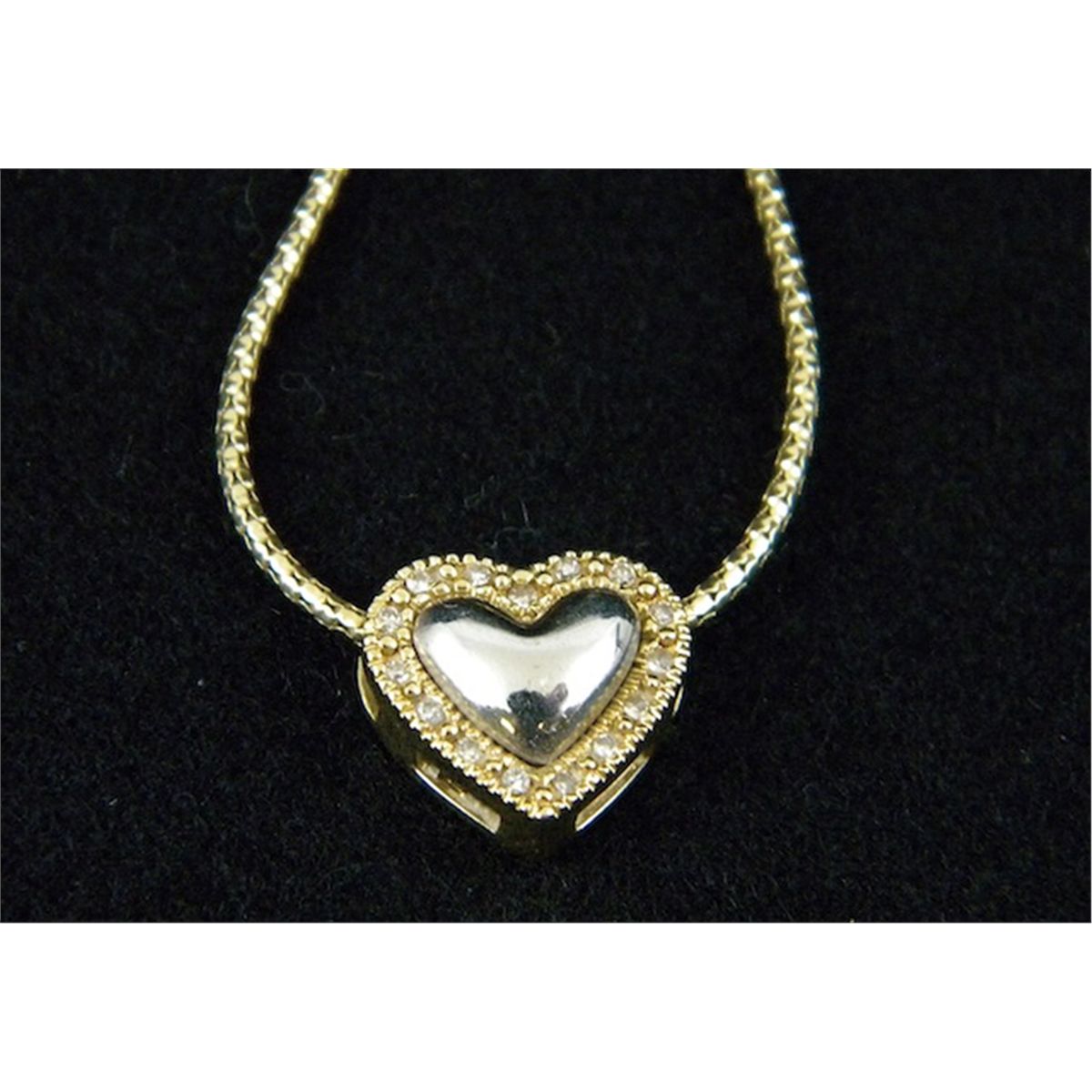 14kt Yellow Gold HeartShaped with White Gold Pendant and Necklace