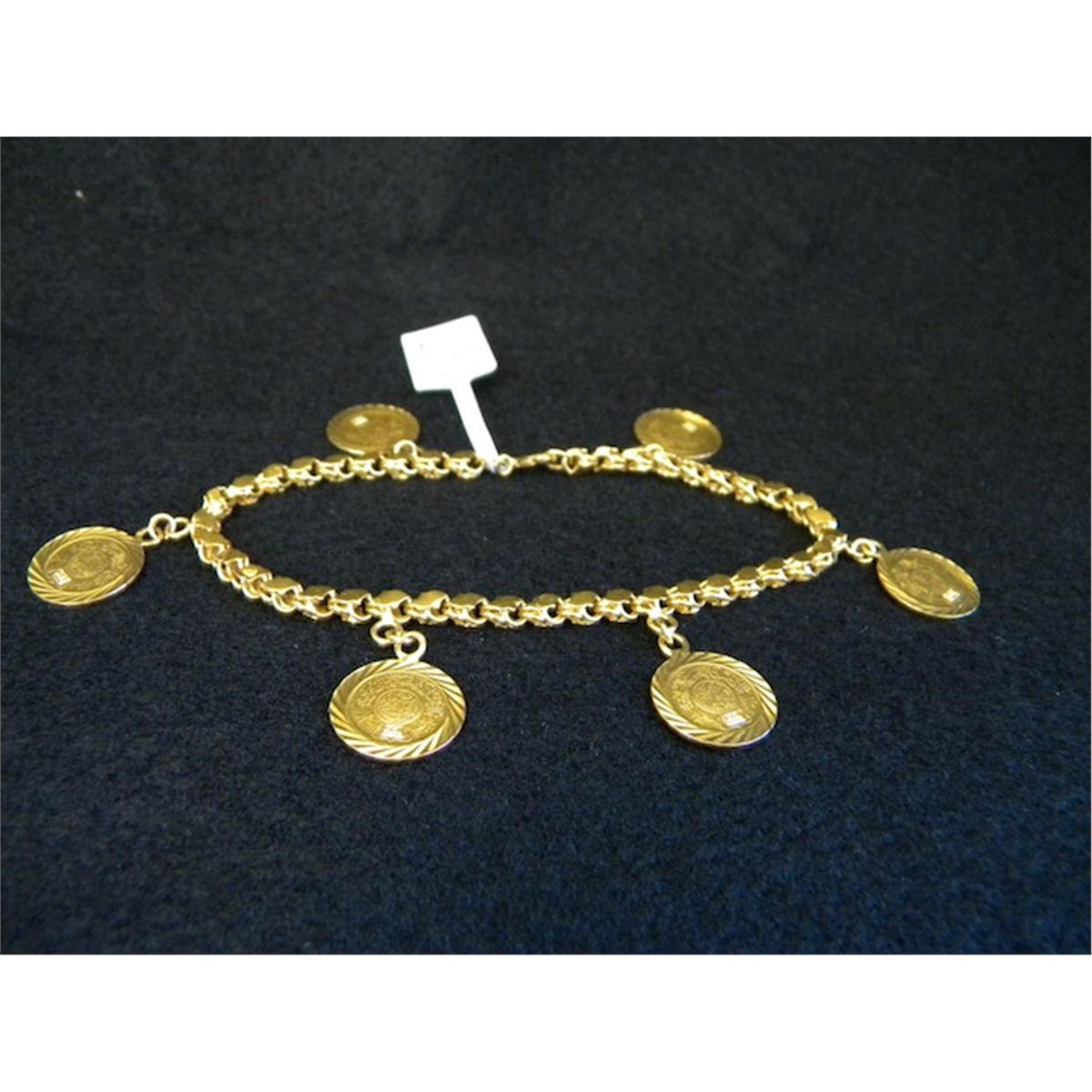 22K Yellow Gold Charm Bracelet with 6 
