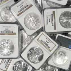 (10) MS 69 Silver Eagles- NGC-PCGS-IGC