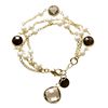 Image 1 : Adee Waiss 18k Gold Overlay Pearl and Smokey Quartz Bracelet