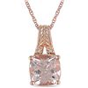 Image 1 : 10k Pink Morganite and Diamond Accent Necklace