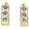 Image 1 : 18k Gold over Sterling Silver Multi-gemstone Flower Hoop Earrings