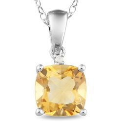 Sterling Silver Citrine and Diamond Accent Necklace