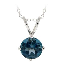 Glitzy Rocks Sterling Silver London Blue Topaz Solitaire Necklace