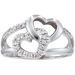 Sterling Silver 1/5ct TDW Diamond Double Heart Ring