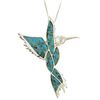 Image 1 : Silver Turquoise and Opal Hummingbird Necklace