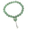 Image 1 : Sterling Silver Green Jade Heart Key Stretch Bracelet
