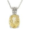 Image 1 : Sterling Silver Citrine and Diamond Accent Oval Necklace