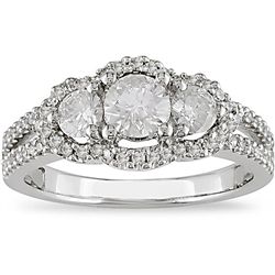 14k White Gold 1ct TDW Diamond 3-stone Ring