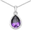 Image 1 : Sterling Silver Genuine Amethyst Teardrop Necklace