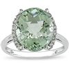 Image 1 : 10k Gold Green Amethyst and Diamond Ring