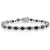 Image 1 : Sterling Silver Sapphire and Diamond Link Bracelet