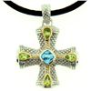 Image 1 : Meredith Leigh Silver Blue Topaz and Peridot Maltese Cross Necklace