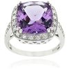 Image 1 : Glitzy Rocks Sterling Silver Amethyst and Cubic Zirconia Square Ring