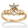 Image 1 : 10k Two-tone Gold Diamond Accent Claddagh Ring