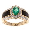 Image 1 : 14k Yellow Gold Emerald, Onyx and 1/5ct TDW Diamond Ring