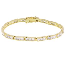 14k Gold Overlay CZ Diamoness Tennis Bracelet