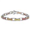 Image 1 : Sterling Silver Multi-colored Sapphire Bracelet