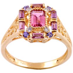 Michael Valitutti 14k Gold Multi-gemstone and Diamond Accent Ring