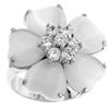 Image 1 : Silvertone White Cat's Eye Flower CZ Ring