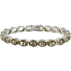 Glitzy Rocks Sterling Silver 33 TGW Smokey Quartz Bracelet