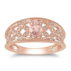 10k Pink Gold Morganite and 1/10ct TDW Diamond Ring