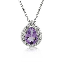 Sterling Silver Amethyst and 1/10ct TDW Diamond Necklace