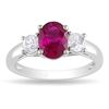 Image 1 : Sterling Silver Created Ruby and White Sapphire 3-stone Ring