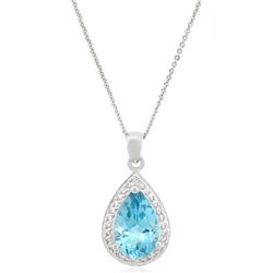 Glitzy Rocks Sterling Silver Blue Topaz and Cubic Zirconia Necklace