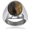 Image 1 : Stainless Steel Polished Tigers Eye Ring