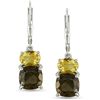 Image 1 : Sterling Silver Smokey Quartz and Citrine Earrings