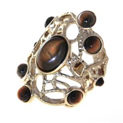 Adee Weiss Goldtone Tiger's Eye Cutout Ring